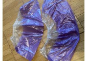 Бахилы двойные бело фиолетовые c двойной резинкой и двойной подошвой (6.8 гр.) 60 мкм (микрон)