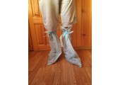 Бахилы (носки) нетканые, голубые высокие на завязках плотные 50 гр./м2